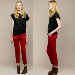Isabel Marant Etoile Ivo Skinny Zipper Cords Corduroy Pants, size 36/4